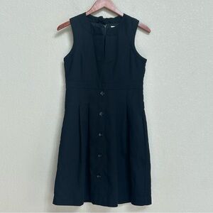 Tulle Black Fit & Flare Sleeveless Button Front Dress  Back Bow Women’s Medium